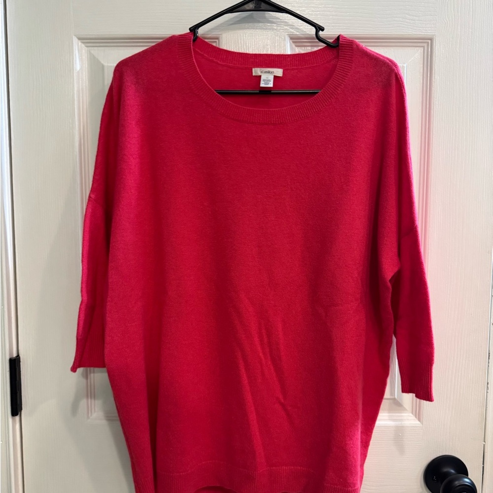 CASHMERE Caslon Bright Pink Crew Neck Sweater